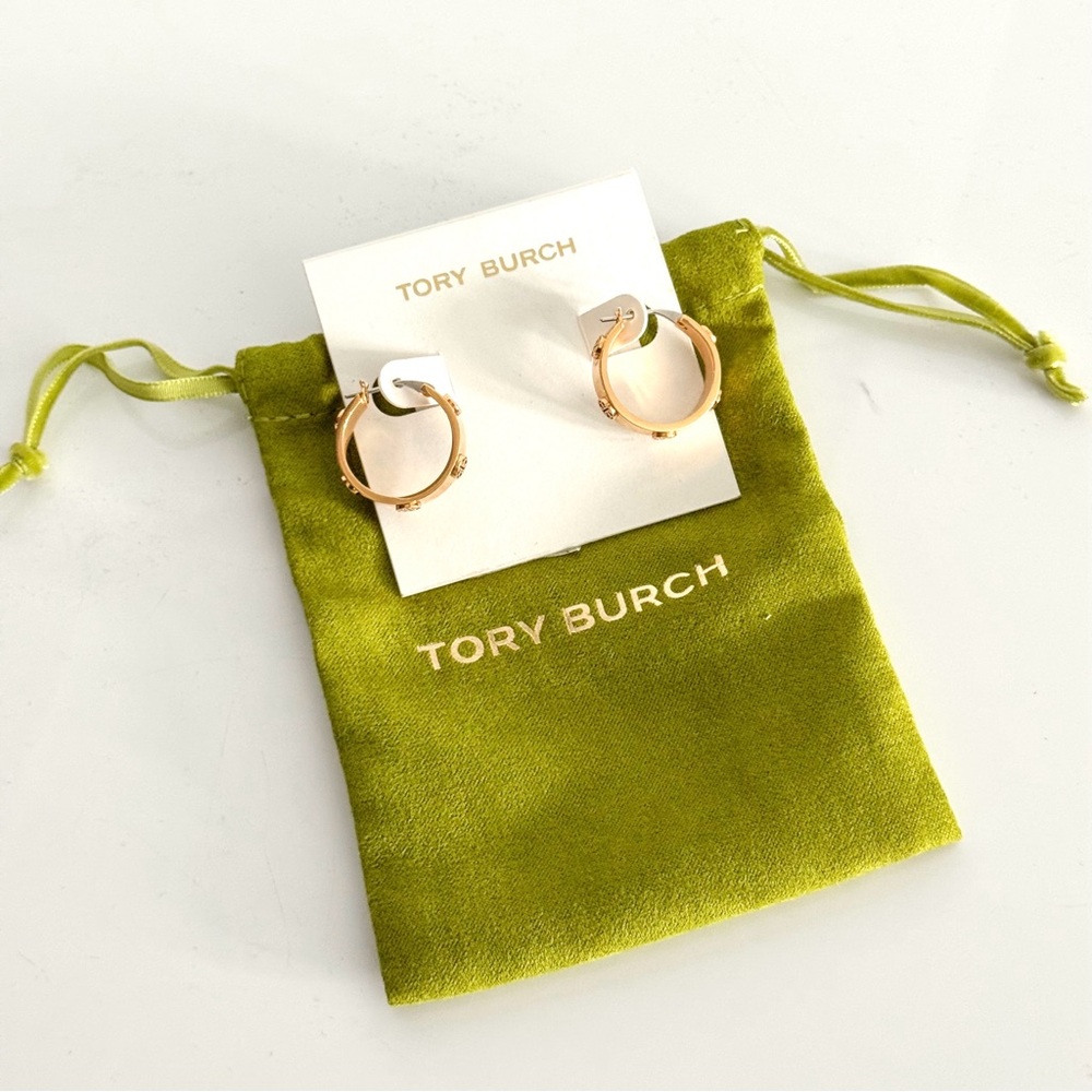 Tory Burch Gold Hoop Earrings - Picture 3 of 6